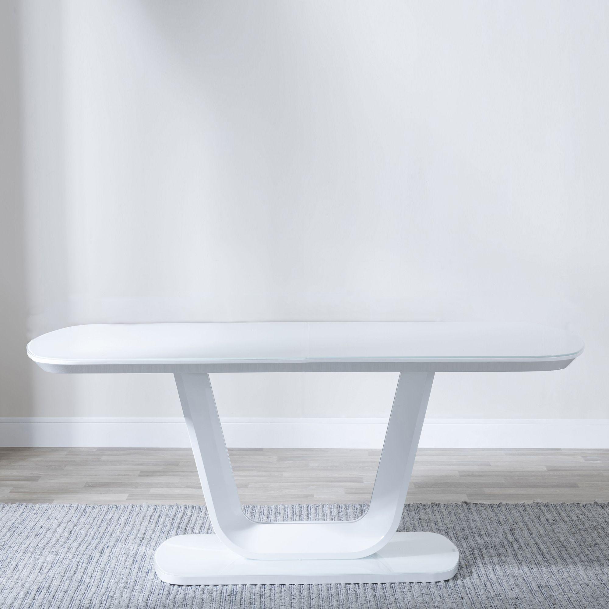 Product photograph of Athos White Gloss 6 Seater Dining Table With Glass Top from Choice Furniture Superstore.